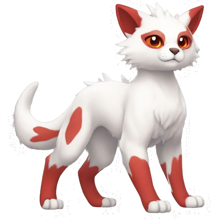 Cute cool white red animal hybrid Fakemon full body emoji