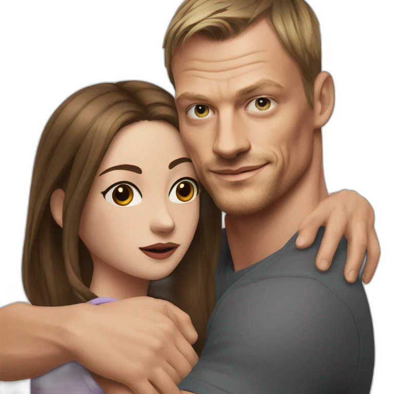 Joel Kinnaman hugs a girl with fair skin and brown hair emoji