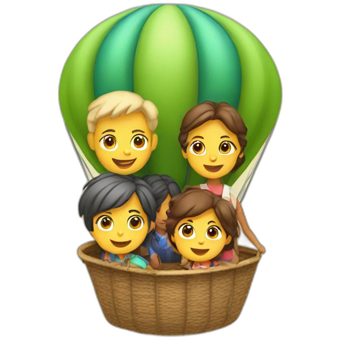 family of four in a hot air balloon emoji