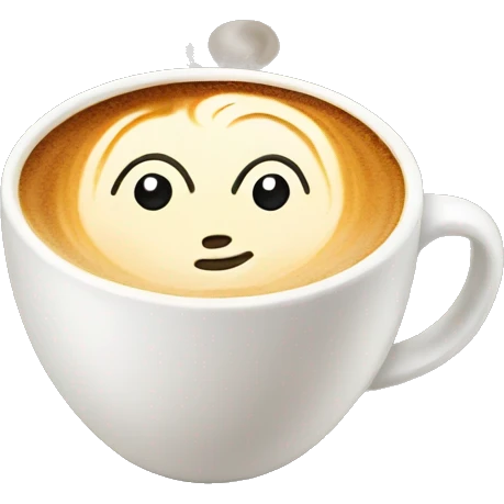 A coffee cup with latte art emoji