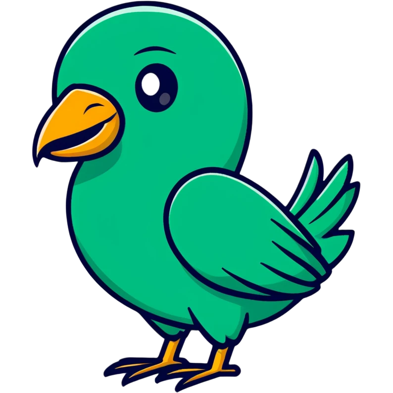 Minimalist Maya-style quetzal bird as message delivery symbol, white and deep green only, flat design with clean lines emoji