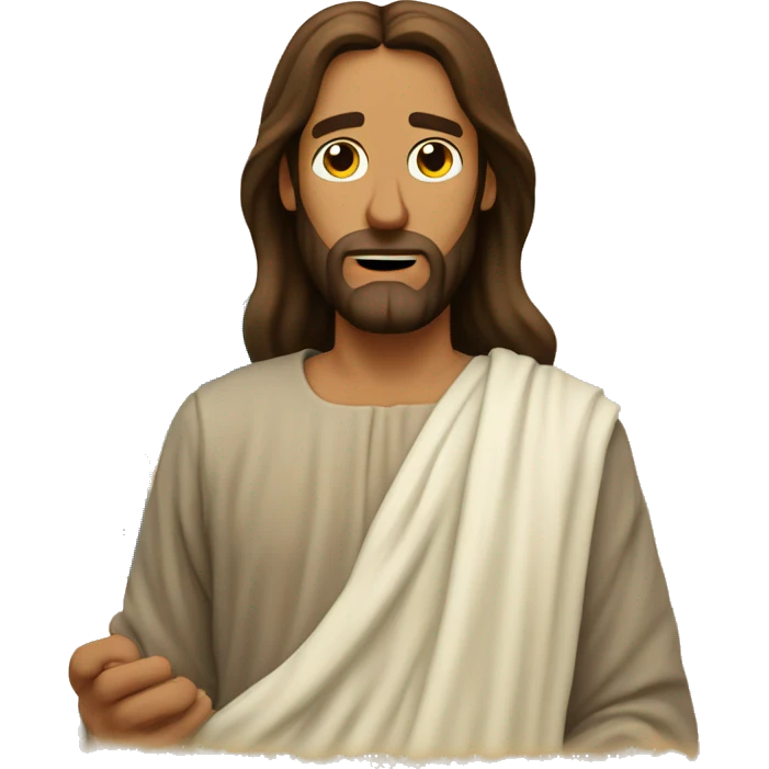 jesus with a confused face infront of the world emoji