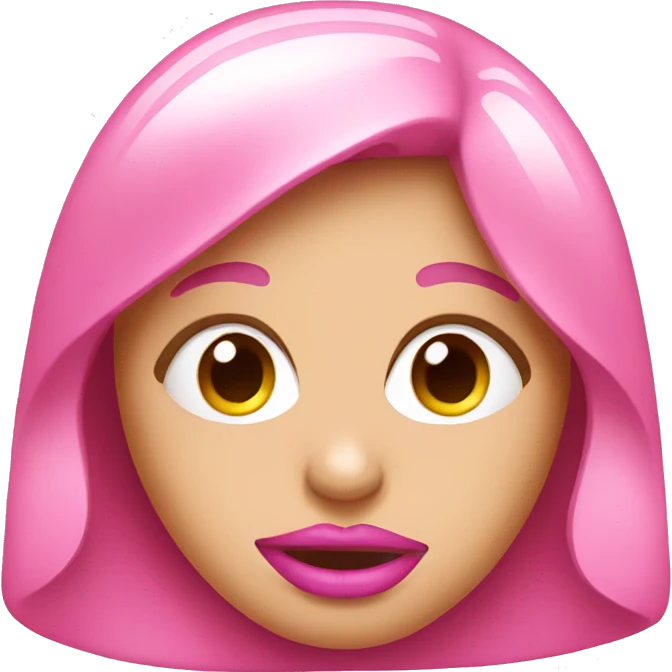 Pink emoji with pink lips emoji