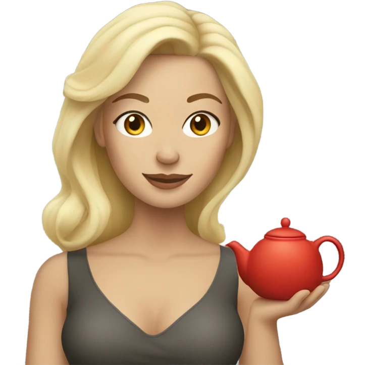 Blonde woman holding teapot emoji