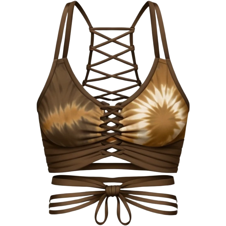 Tight weaved clothing crop top strappy in the front tie dye dark earth tones emoji