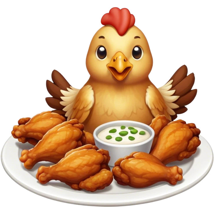 Chicken eating wings emoji