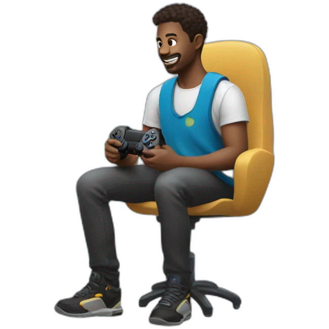 One guy playing video game with his ps5 emoji