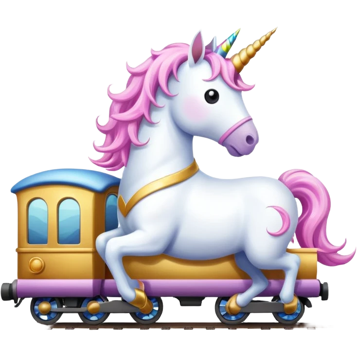 A unicorn on a train emoji