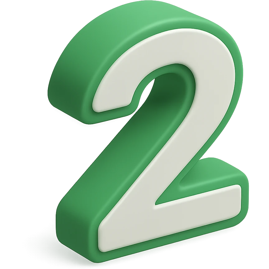 basic number 2 in green with transparent background emoji
