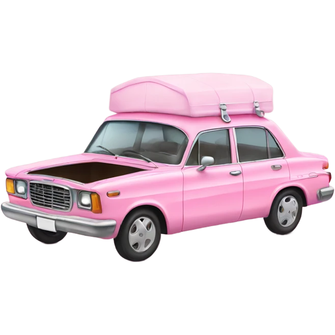 pink pastel car in the trunk many colors emoji
