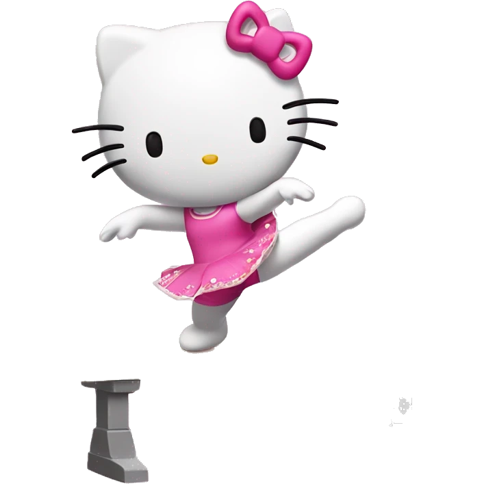 hello kitty doing splits on balance beam gymnastics emoji