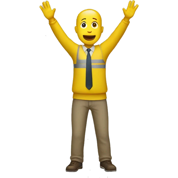 Yellow man (full body) (hands raised) emoji