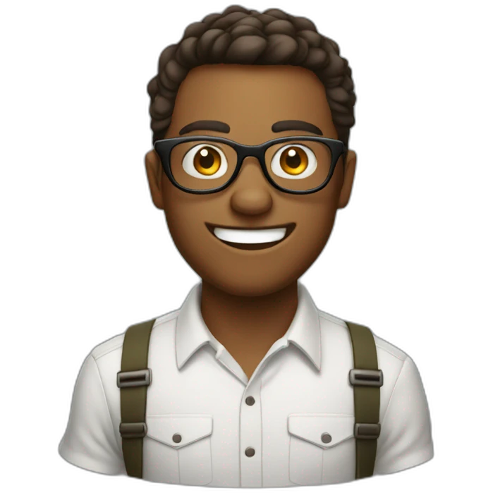 Geek in round glasses with big teeth emoji