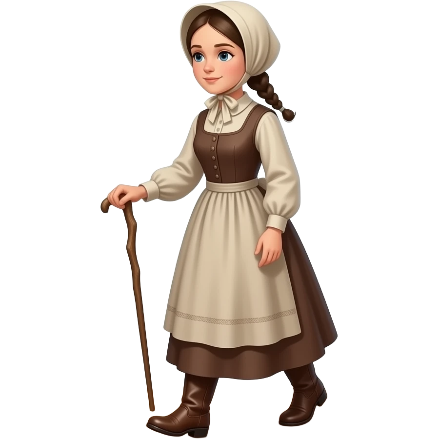 pioneer girl from 1850 walking emoji