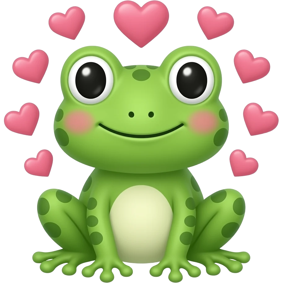 Cute frog with hearts around the head emoji