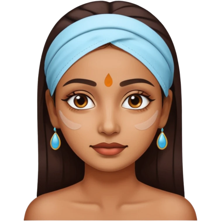 make an emoticon of a woman that has gel-like under eye patches of skincare of transparent color and make the woman slighlty indian emoji