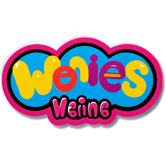 Bright color wording bubble letters all capitalized saying NO MORE WEENIES! emoji