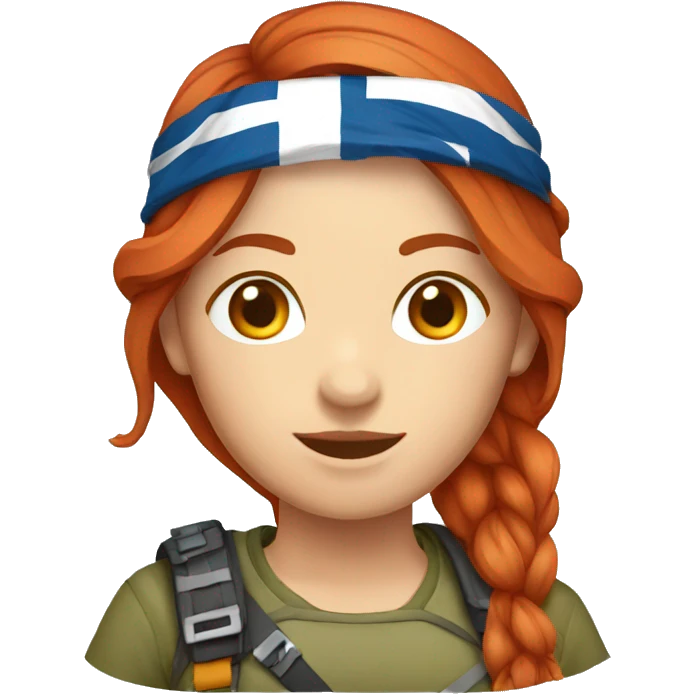 a red hair female mountaineer with greek flag emoji