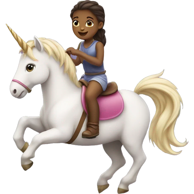 A girl riding a unicorn emoji