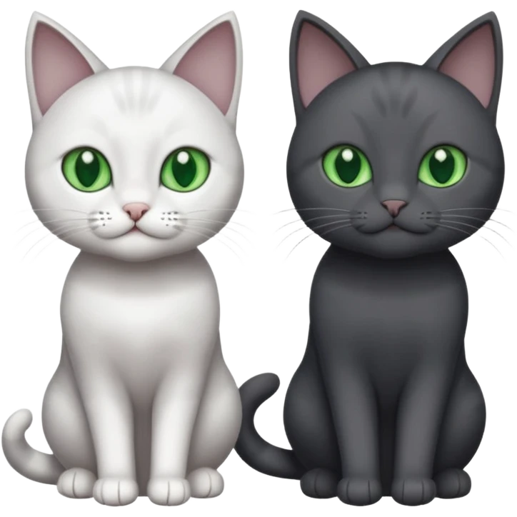 2 different coloured grey cats including one dark grey and white cat and one completely solid dark grey cat with green eyes and only white paws emoji