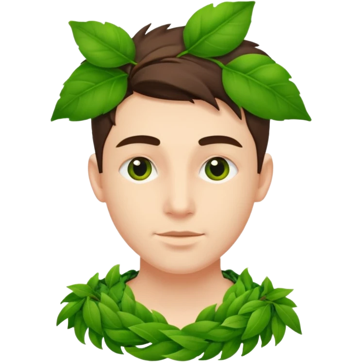 Adam, with fresh green leaves woven together emoji