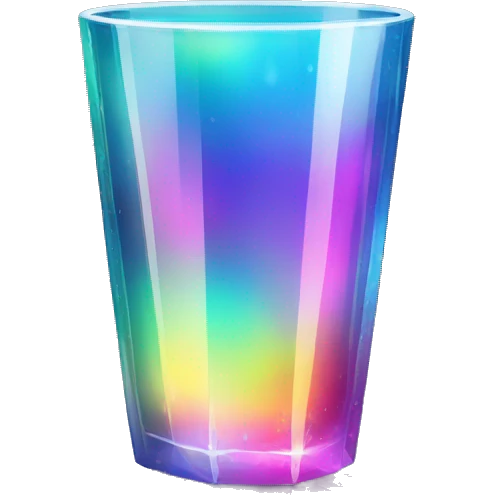 Sparkly glossy colorful iridescent glass crystal glass cup emoji