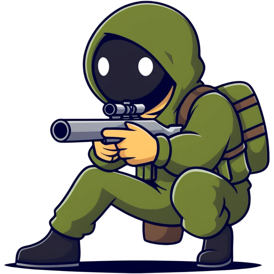 sniper cartoon crouching pose emoji