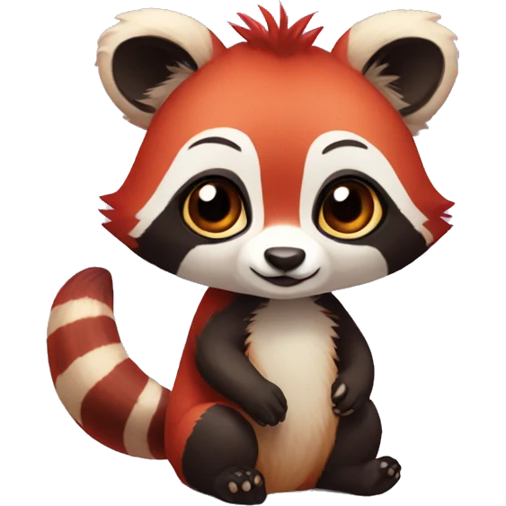 Cute red raccoon-panda-lemur-hybrid full body emoji