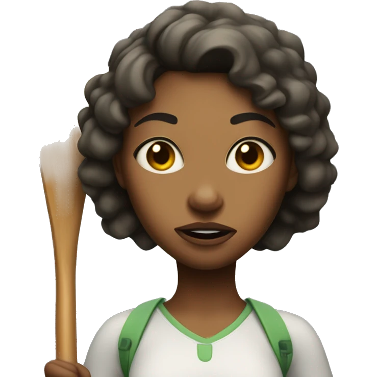 Mean face girl with paddle in her hand  emoji