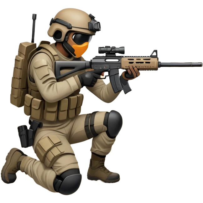 A skilled airsoft player in tactical gear, aiming a gun and shooting metal BBs in a desolate, ruined landscape. The setting is filled with broken walls and debris, creating a tense atmosphere of strategy and precision in a high-stakes tactical environment emoji
