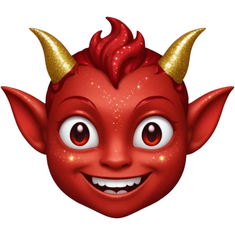 red glitter smilling imp emoji