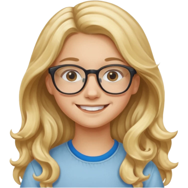 Fille 13 ans qui a des cheveux long et blond et wavy avec des lunettes emoji