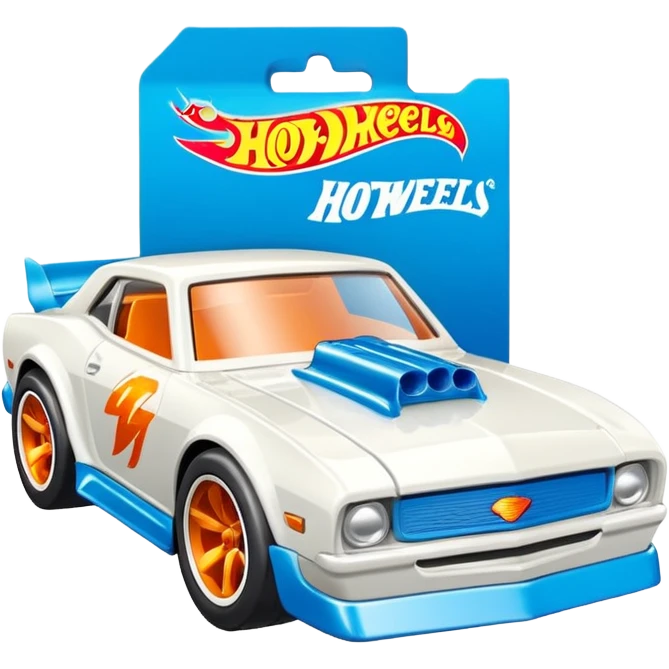 Машинка HotWheels белого цвета в классической упаковке HotWheels. emoji