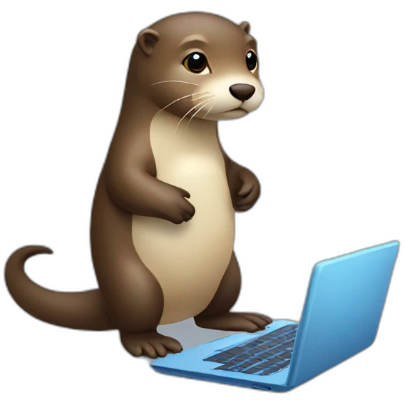 Coding standing otter with laptop emoji