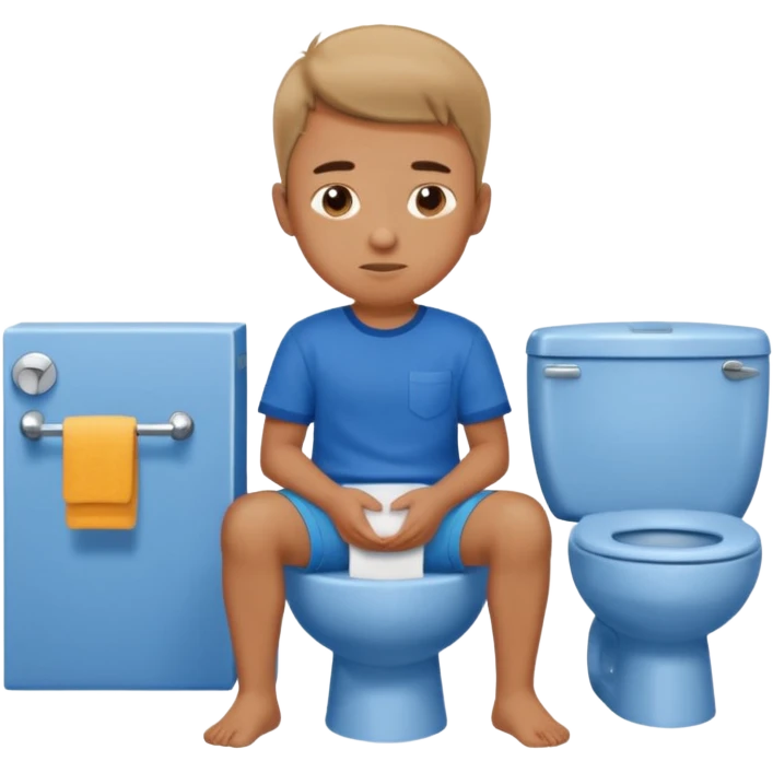 menino sentado no vaso sanitário emoji
