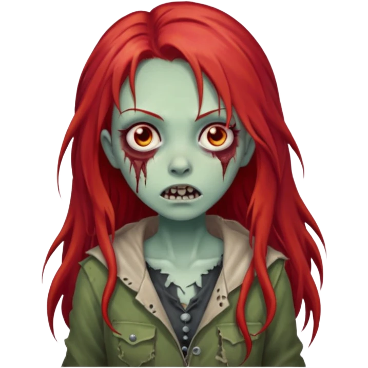 garota zumbi assustadora com o cabelo vermelho longo emoji