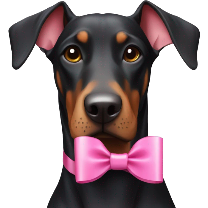doberman with pink ribbon  emoji