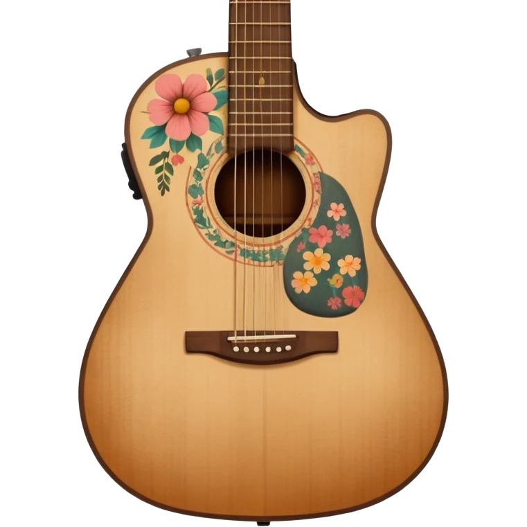 acoustic guitar with delicate indie girl aesthetic emoji