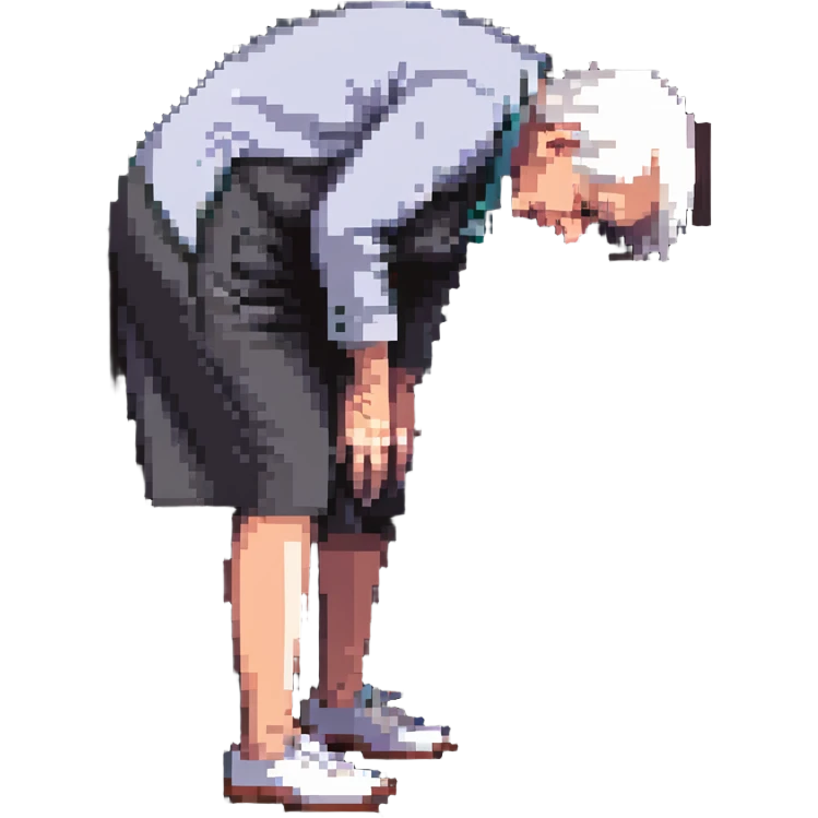elderly person bent over with back pain emoji