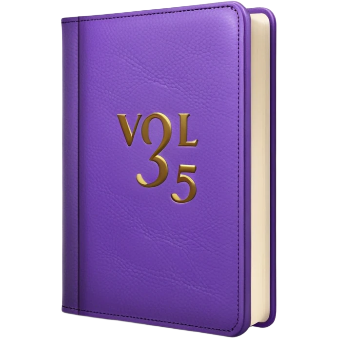 Purple book with "VOL. 5" written on the cover emoji