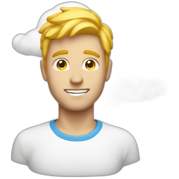 white guy with cloud above head emoji