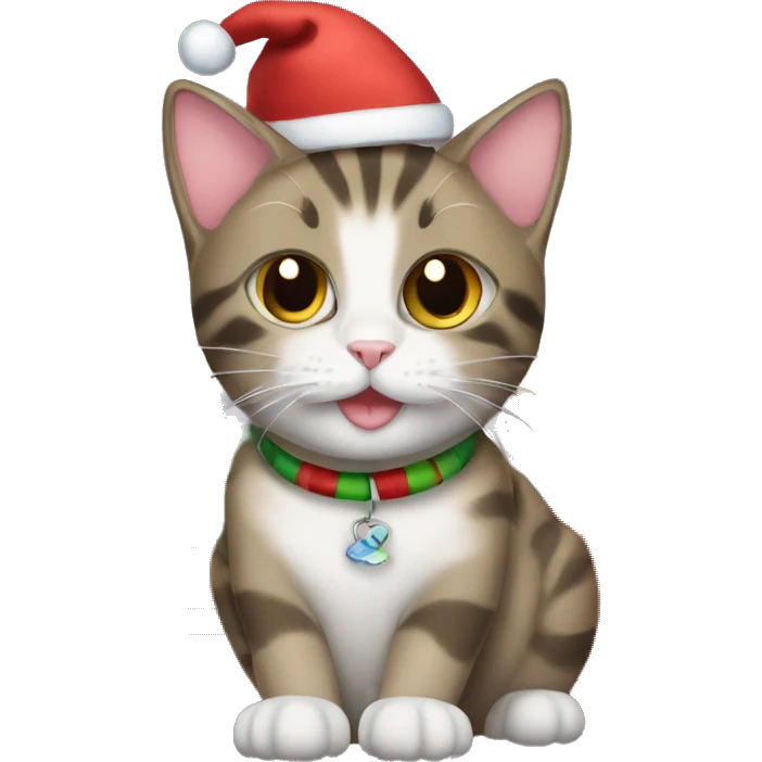 cat surrounded by chistmas presents emoji