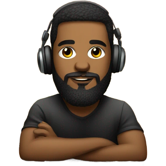 Dj with beard playing on a Dj mixer  emoji