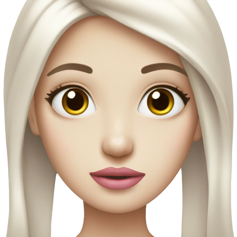 Girl with very Long lashes, white skin and pink lips emoji
