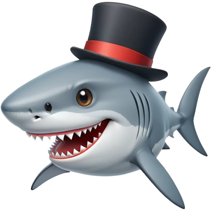 Shark with a top hat emoji