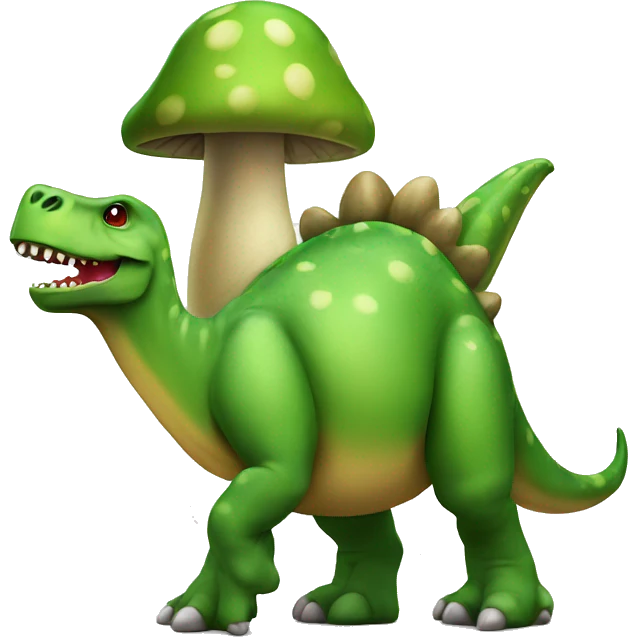 Green Dinosaur with mushroom hat emoji