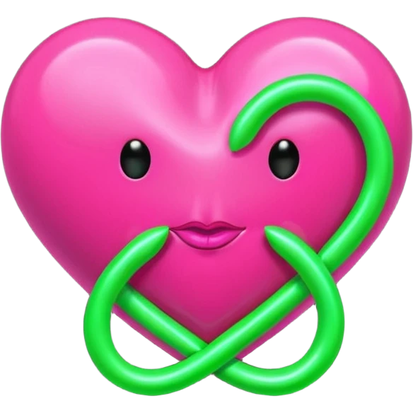 Neon pink heart with a neon green infinity sign with little neon a pink and green lips  emoji