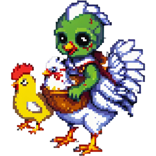 baby zombie riding a chicken, minecraft chicken jockey emoji