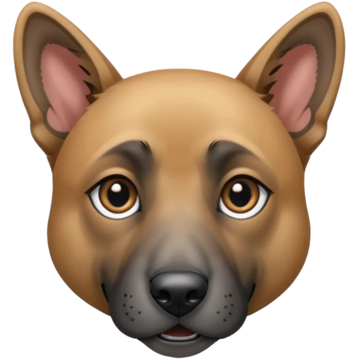 chien croisé malinois , yeux gris et poils mi long et gris emoji