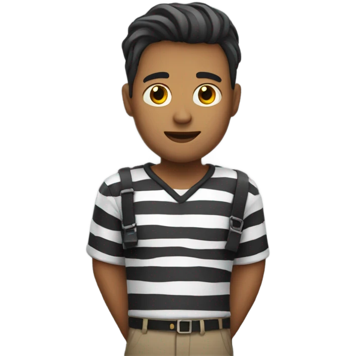 Guy with striped shirt and jail attire  emoji